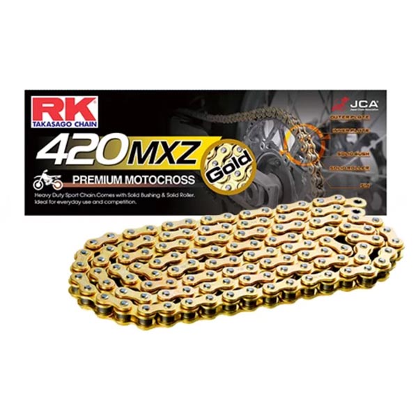 RK MXZ Mini Racing Chain Non-Sealed Motorcycle Chain 420MXZ-130 GOLD ...