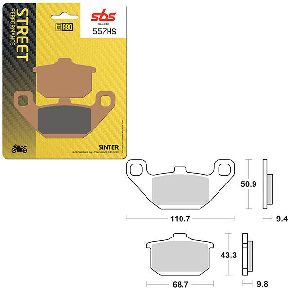 SBS PERFORMANCE HS SINTER FRONT BRAKE PAD 557HS