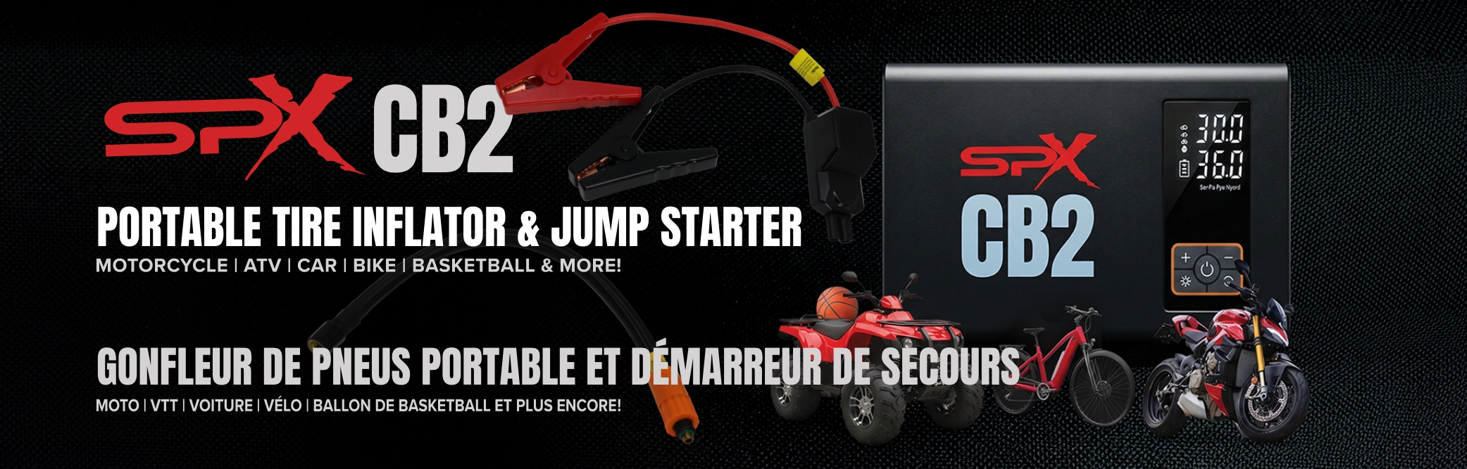 SPX CB2 - Portable Tire Inflator & Jump Starter
